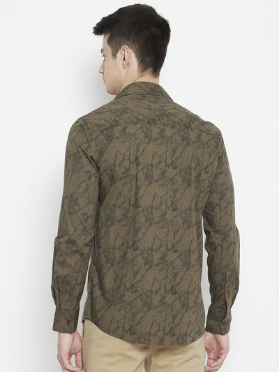 Brown Printed Slim Fit shirt - Men Shirts