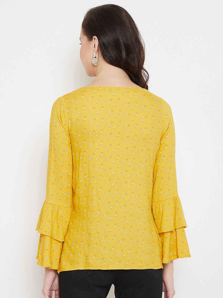 Yellow V neck casual top