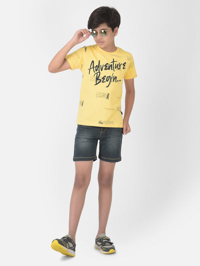 Yellow Printed Round Neck T-shirt - Boys T-Shirts