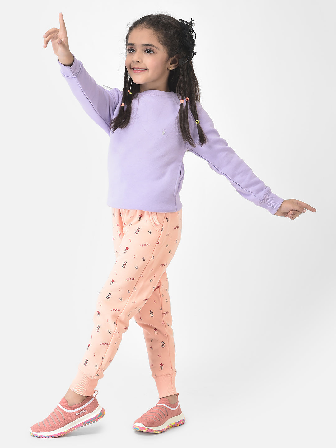  Peach Joggers with Floral Print 