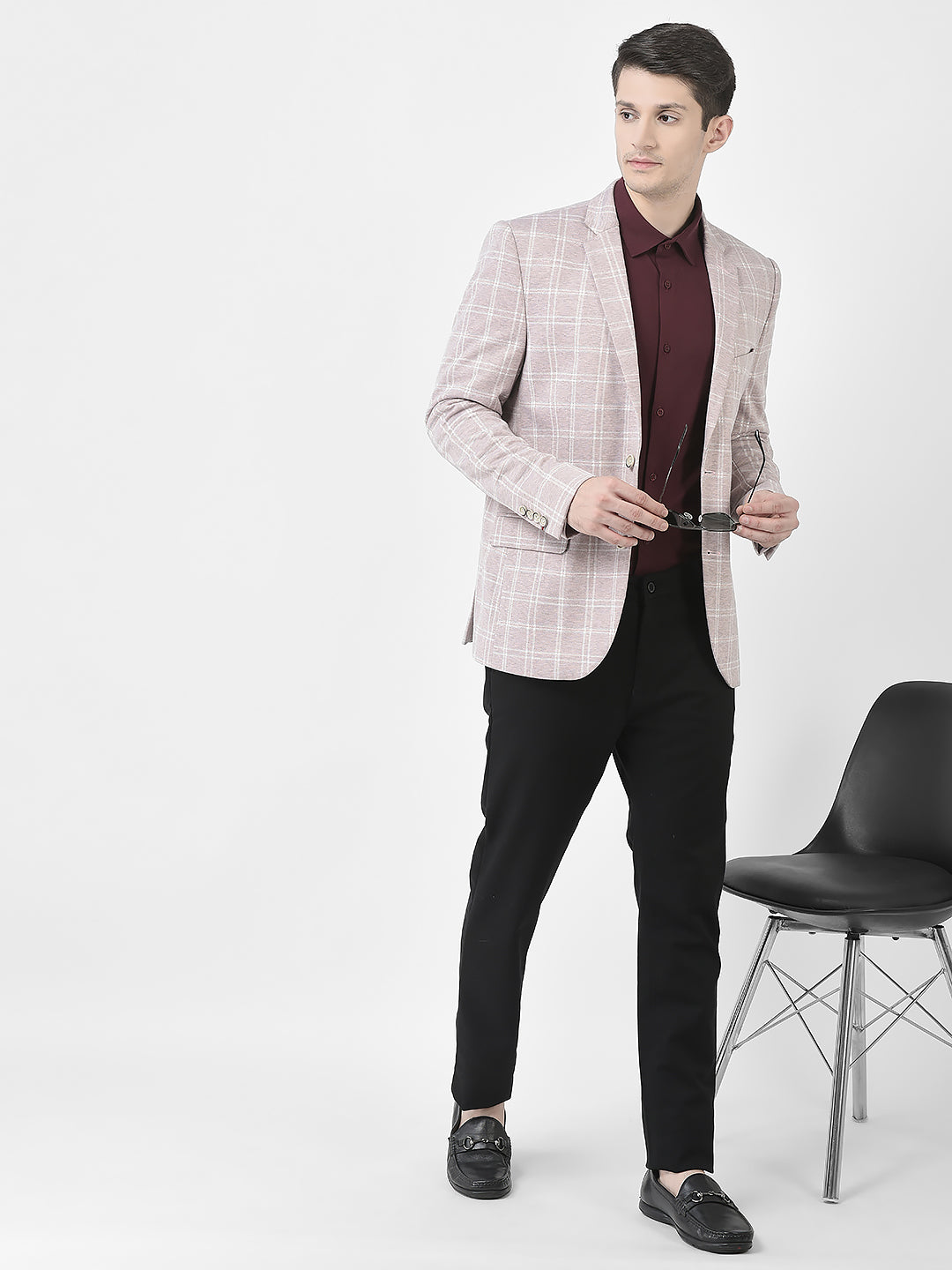  Dusty Pink Checked Blazer