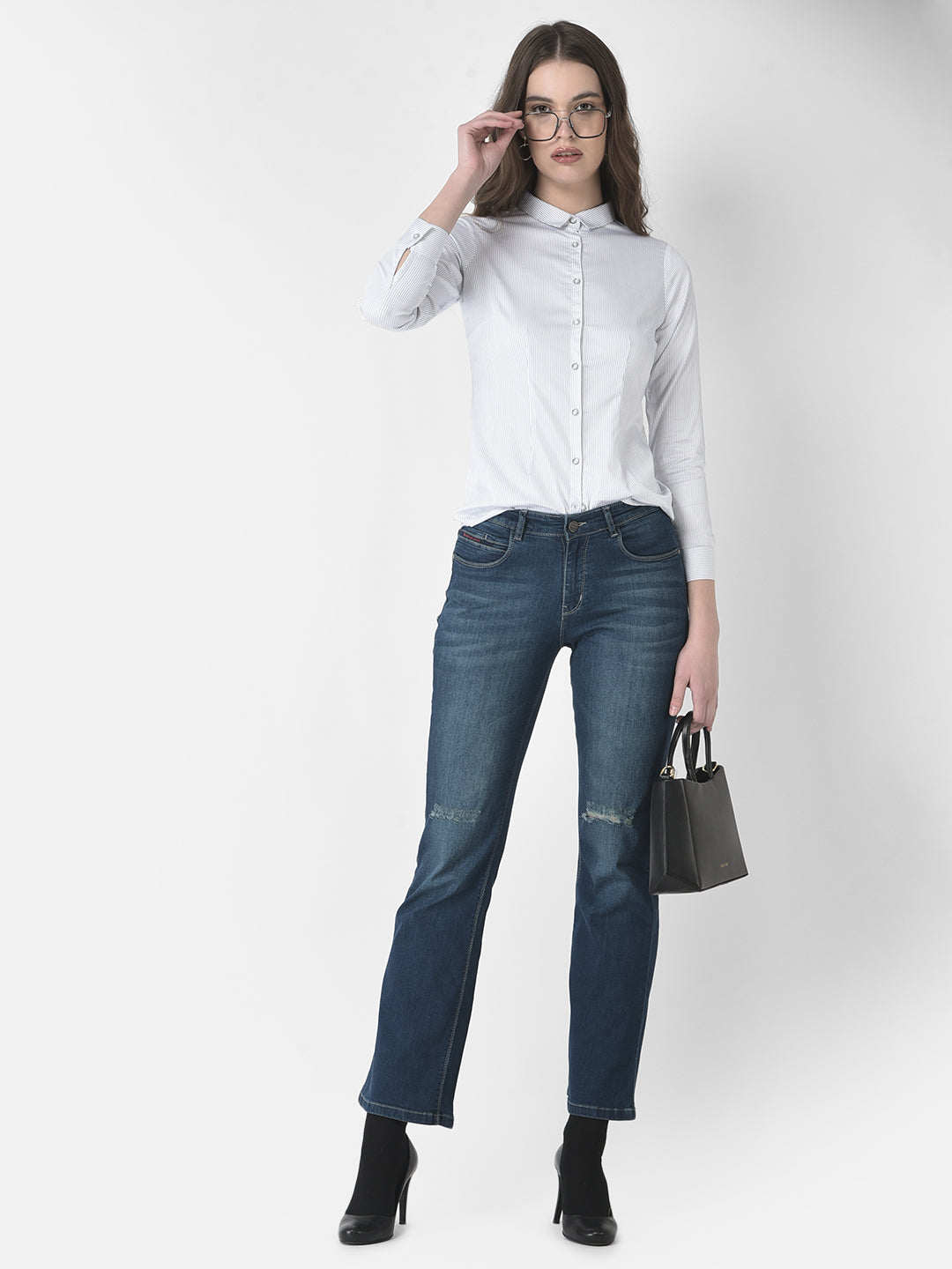  White Pin-Stripe Shirt