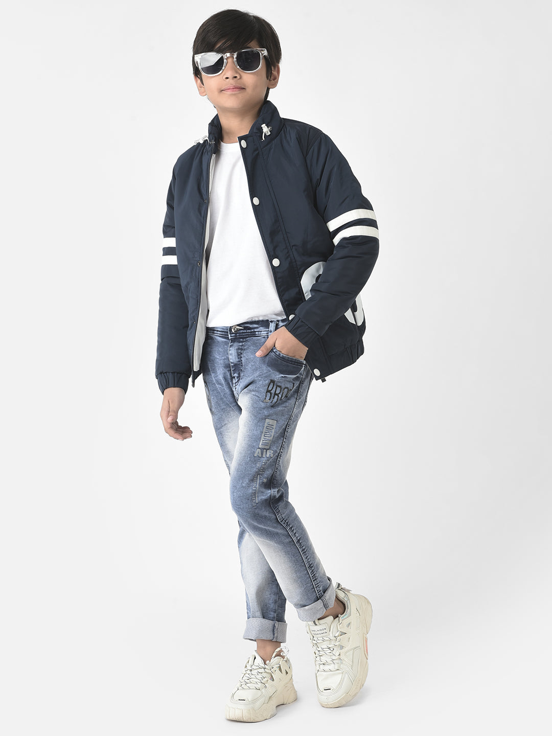  Navy Padded Varsity Jacket