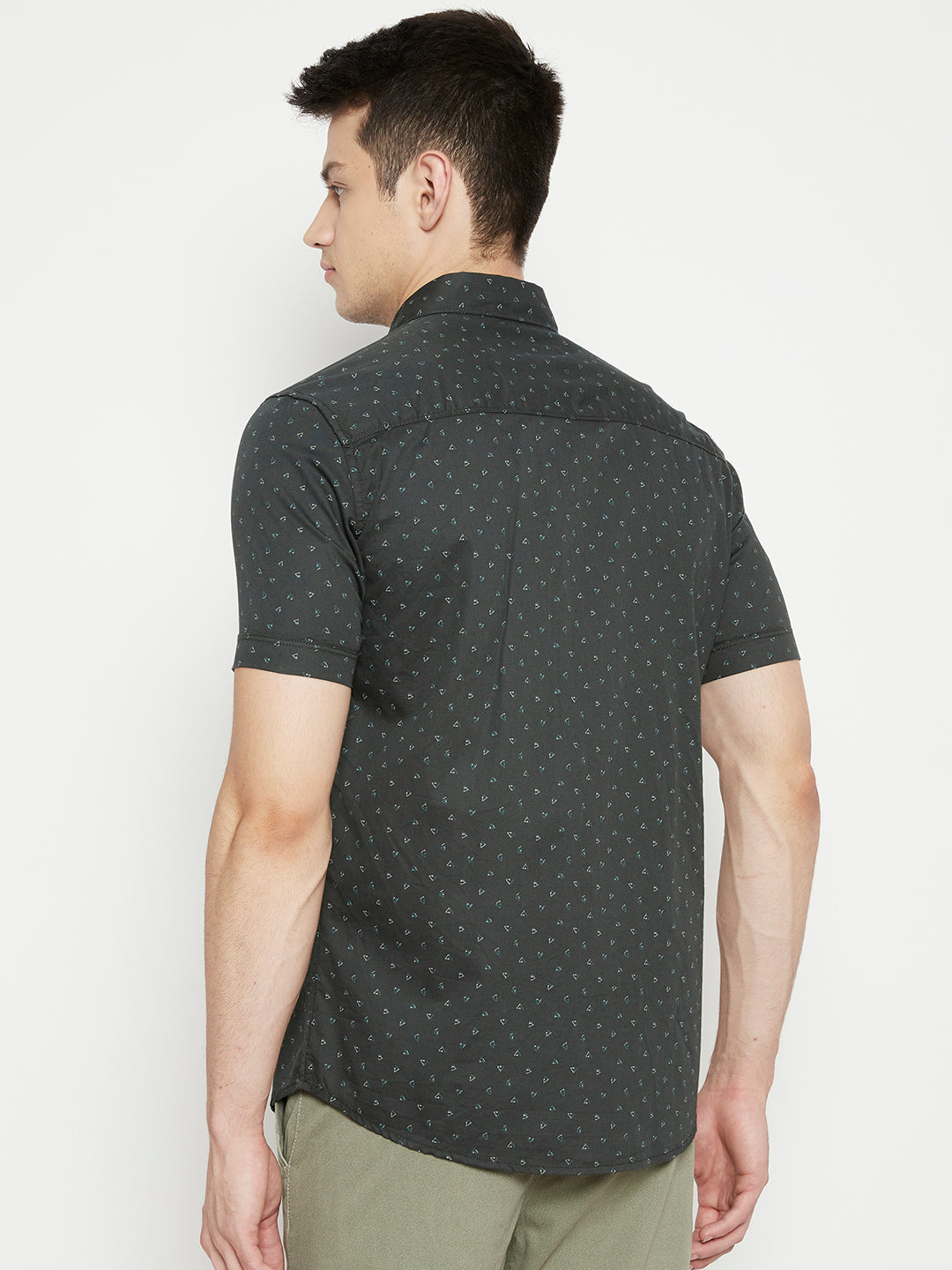 Olive Printed Slim Fit shirt - Men Shirts