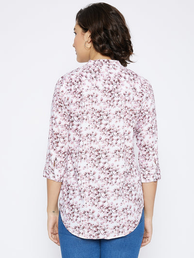 Pink Floral Printed Slim Fit shirt - Women Shirts