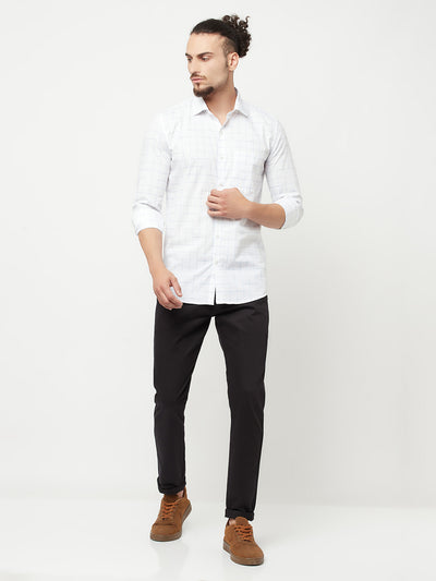 White Checked Casual Shirt - Men Shirts