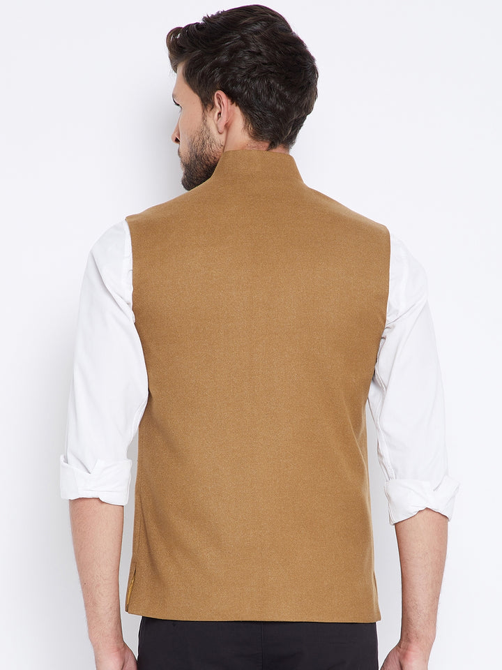 Brown Solid Waist Coat-Mens Waist Coat-Crimsoune Club