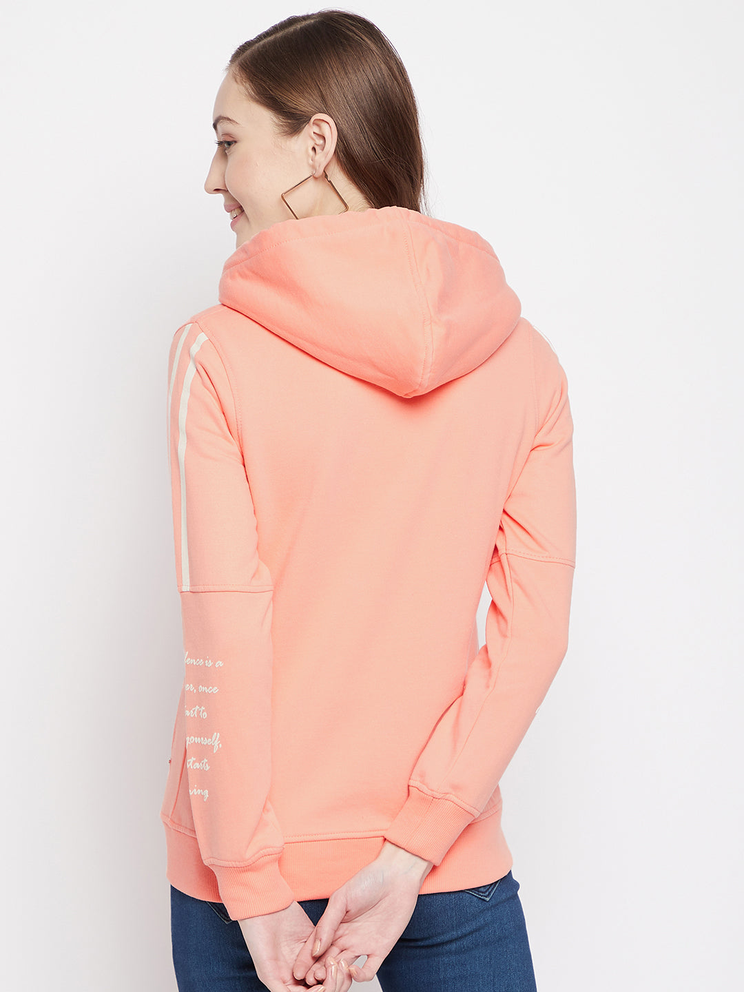 Pink Printed Hooded Sweatshirt - Women Sweatshirts