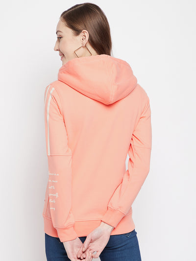 Pink Printed Hooded Sweatshirt - Women Sweatshirts