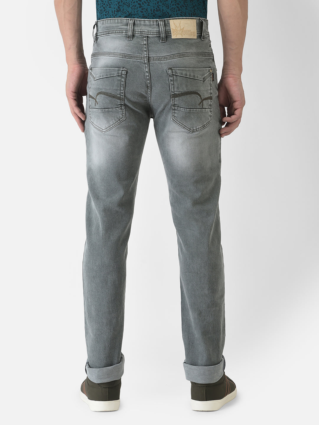  Grey Jeans with Light Wash Effect 