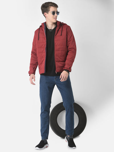  Red Detachable-Hood Jacket