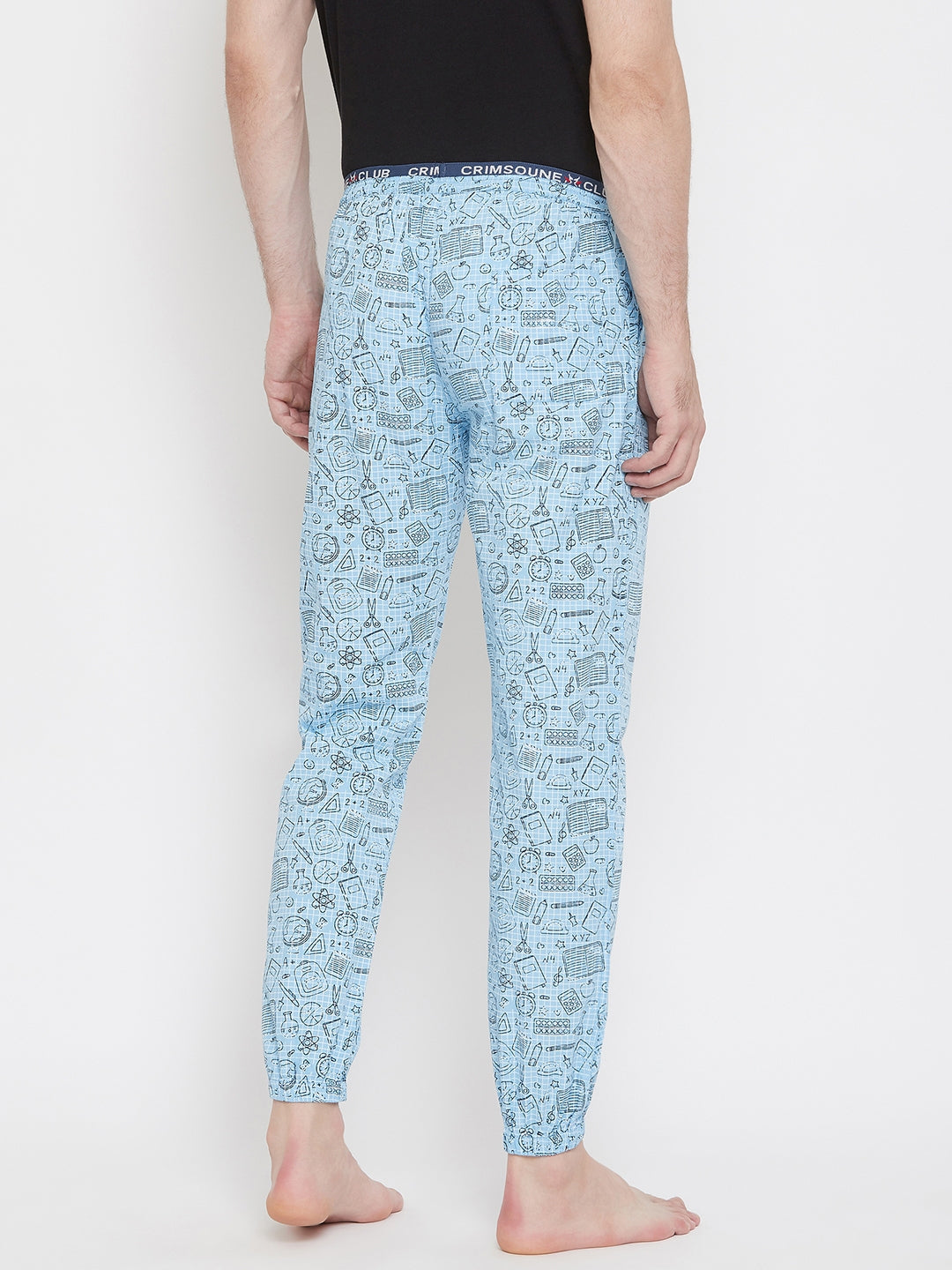 Blue Printed Straight Lounge Pants - Men Lounge Pants