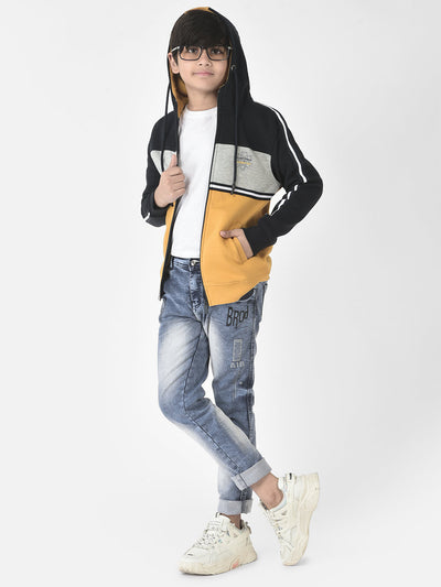  Mustard Zipper Colour-Block Sweatshirt