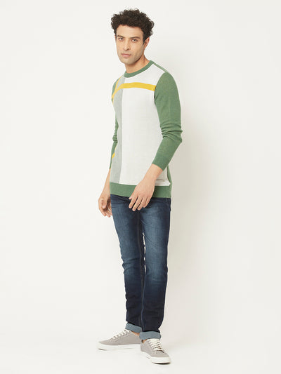 Multi Colour Sweater with Colour-Block Front-Men Sweaters-Crimsoune Club