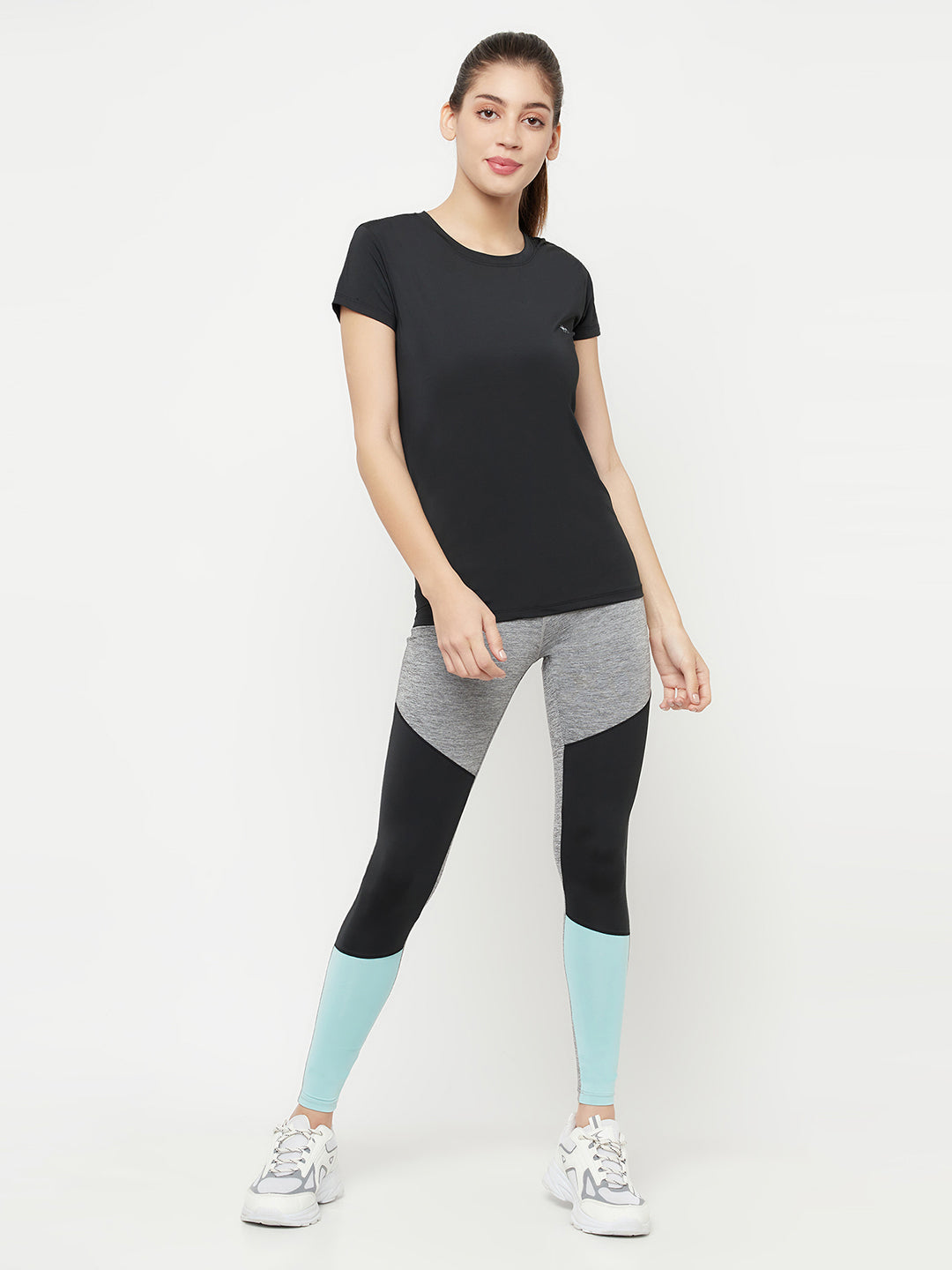 Black Round Neck Sports T-Shirt - Women T-Shirts