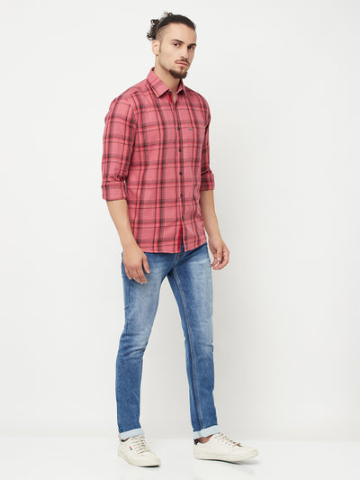 Pink Checked Casual Shirt - Men Shirts