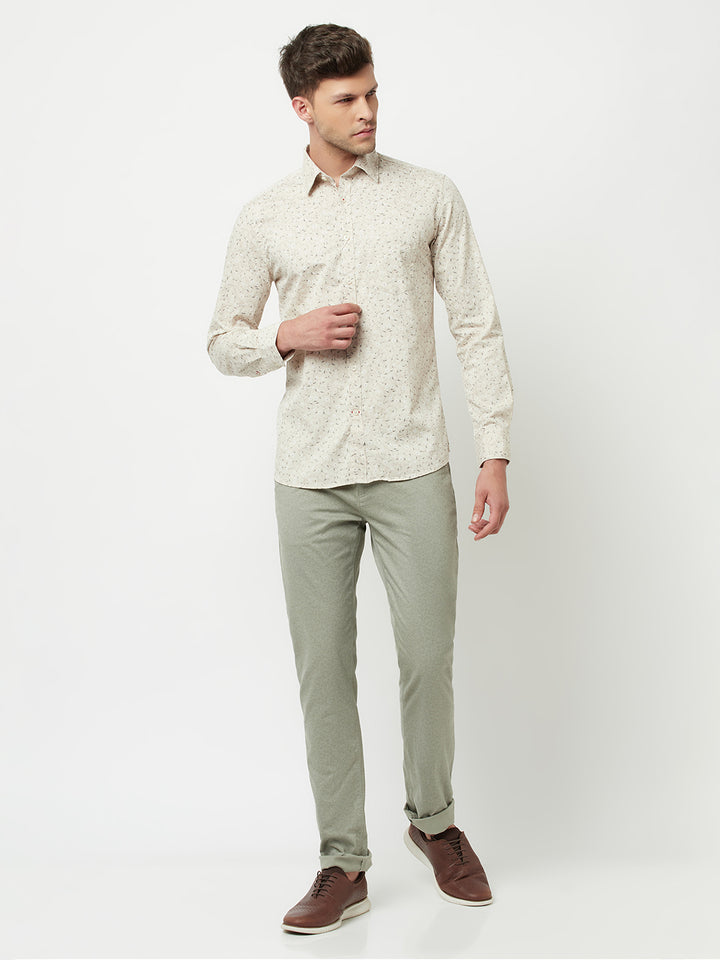 Beige Floral Printed Shirt-Men Shirts-Crimsoune Club