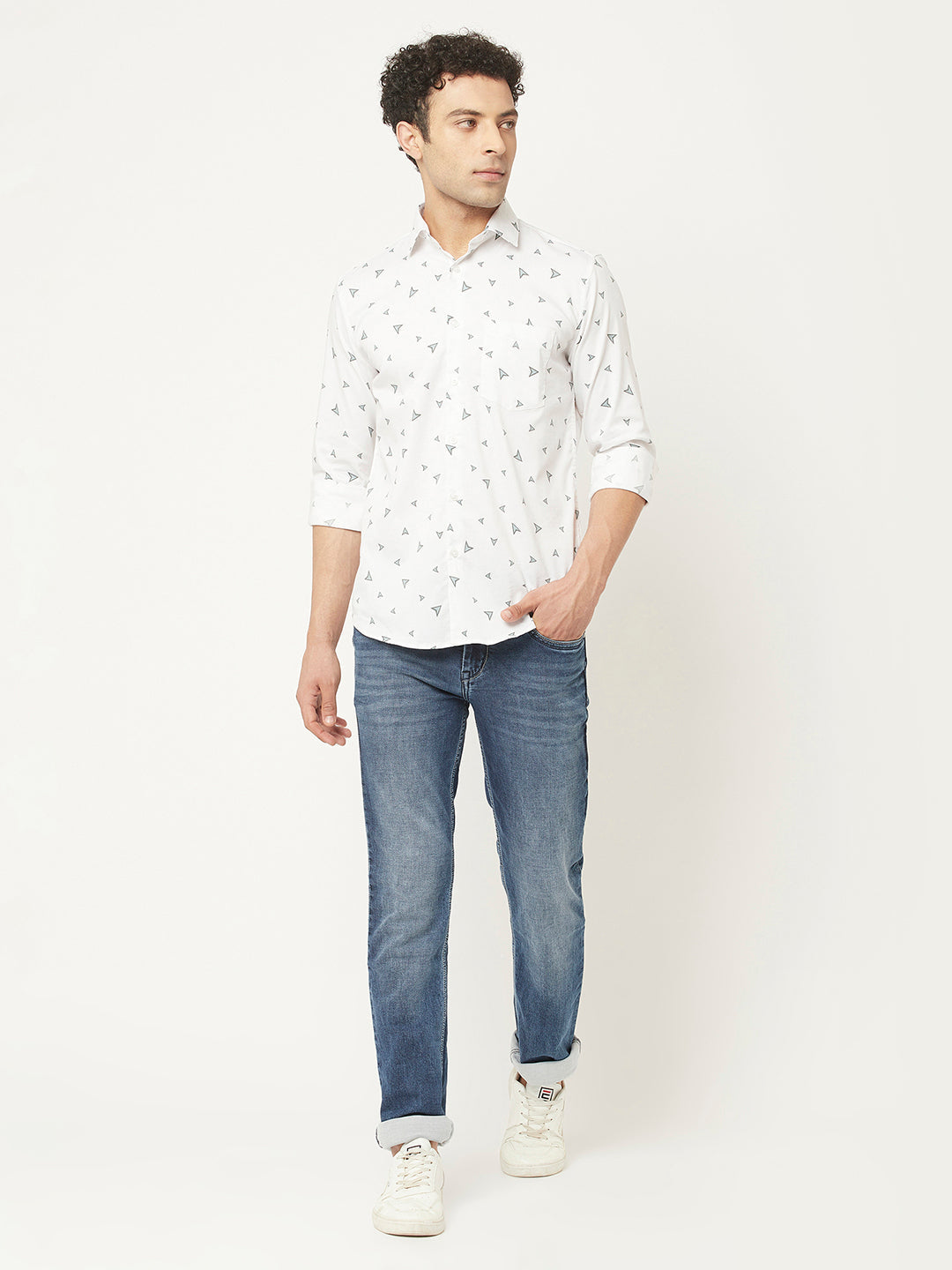   White Shirt in Arrow Print