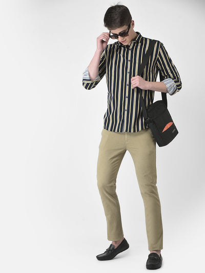  Black and Mustard Striped Shirt 