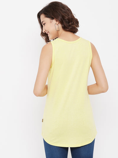 Yellow Printed Scoop T-Shirt - Women Tops
