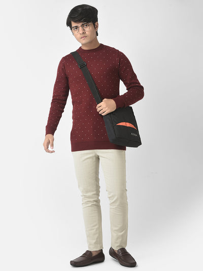  Maroon Polka-Dotted Sweater