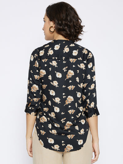 Black Floral Printed Top - Women Tops