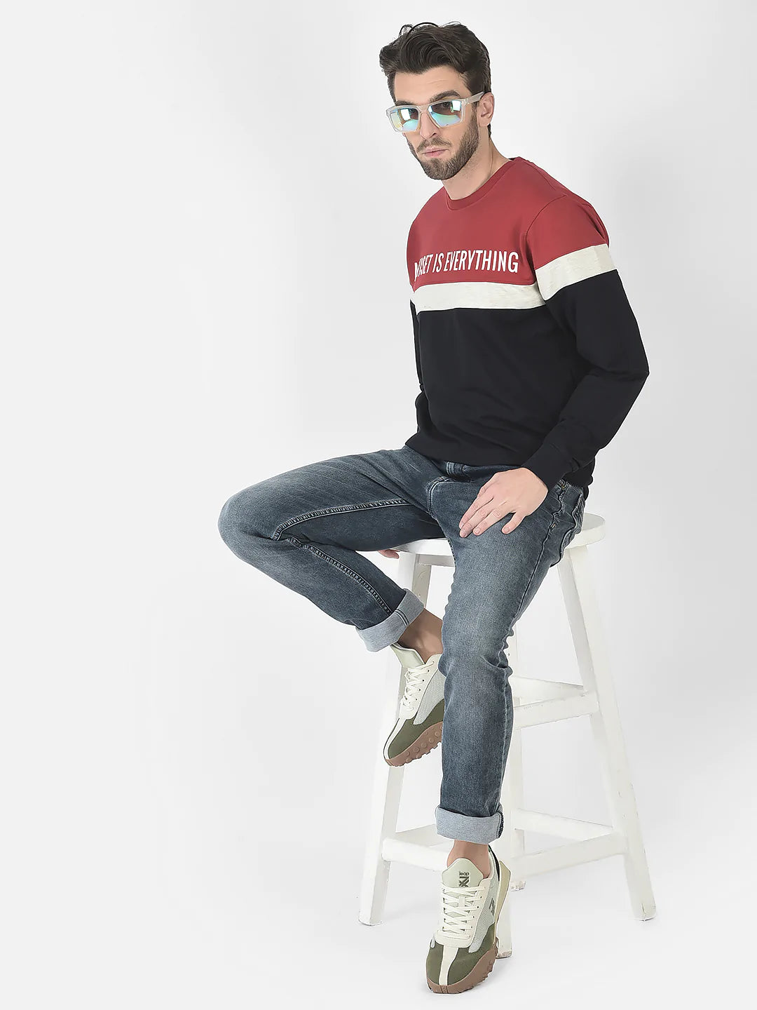  Red Colour-Blocked Mindset Sweatshirt