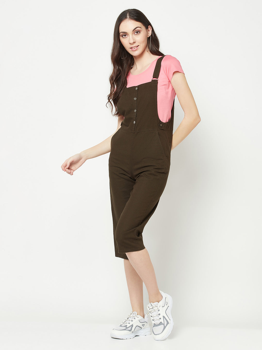  Olive Capri Dungarees