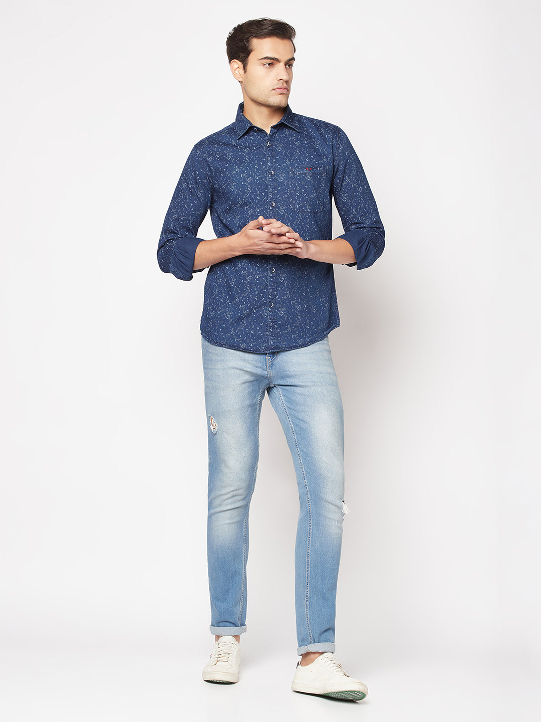  Floral Denim Shirt 