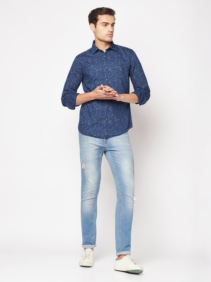  Floral Denim Shirt 