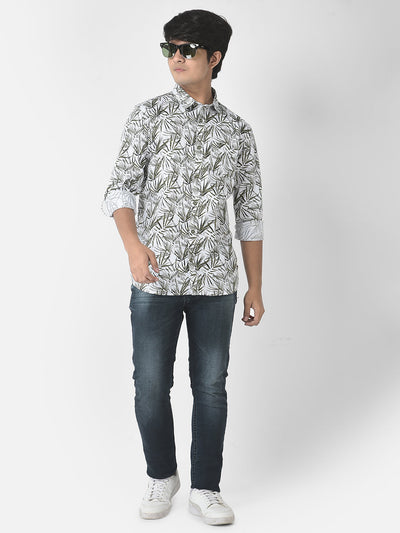  White Grass Printed Shirt