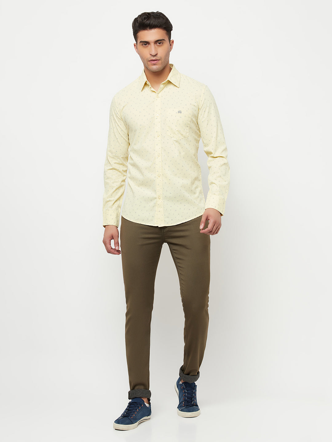 Yellow Floral Printed Shirt - Men Shirts