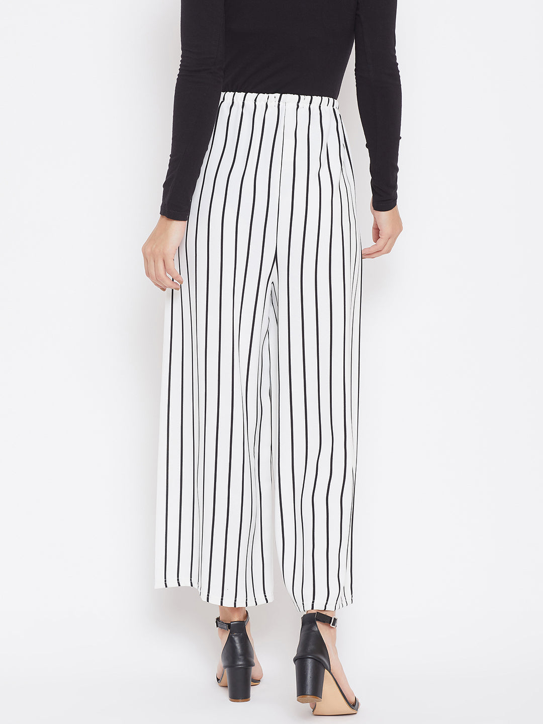 White Striped Trousers - Women Trousers