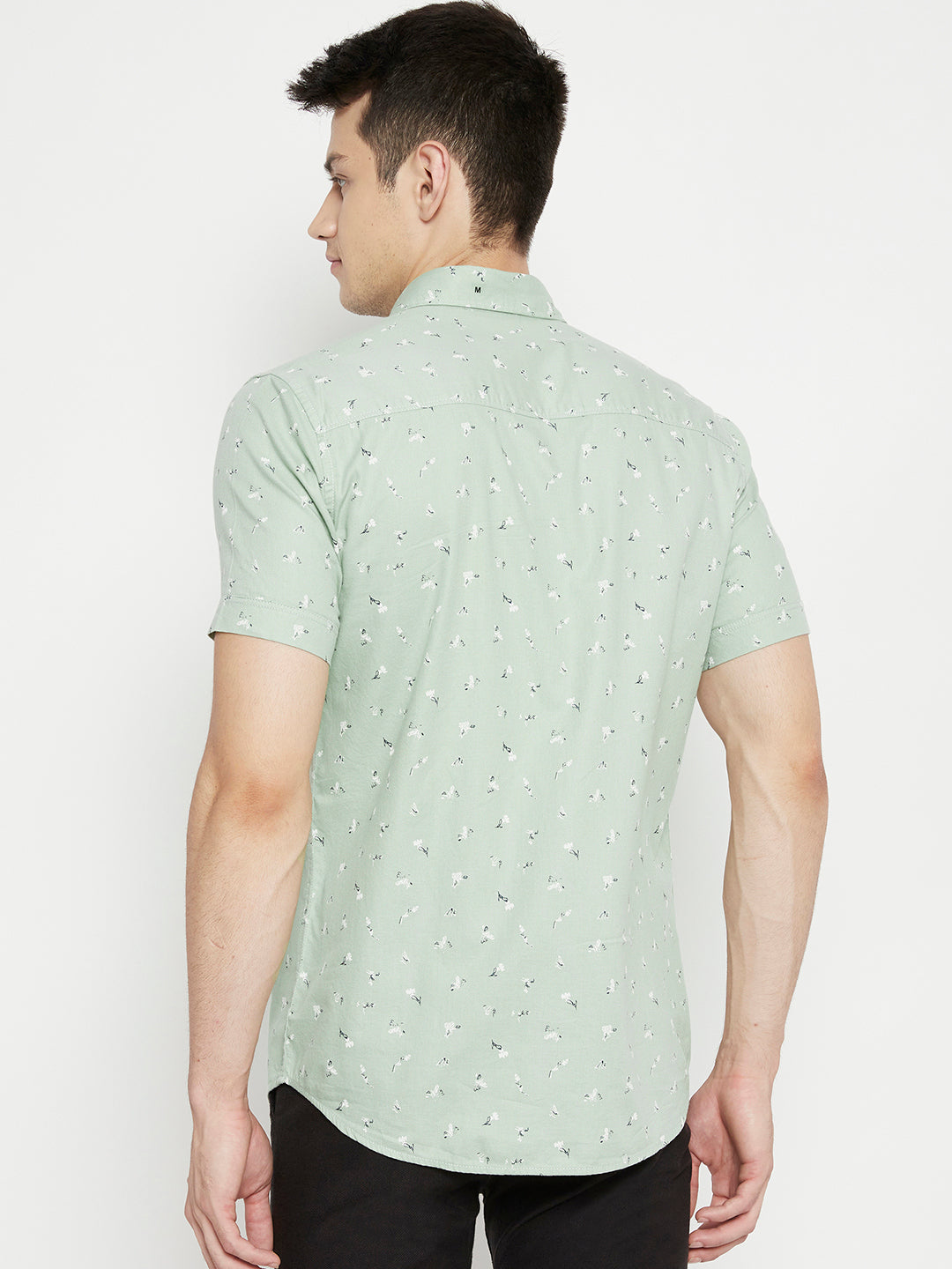 Mint Green Floral Printed Slim Fit shirt - Men Shirts