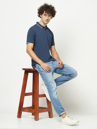  Blue Melange Polo T-Shirt