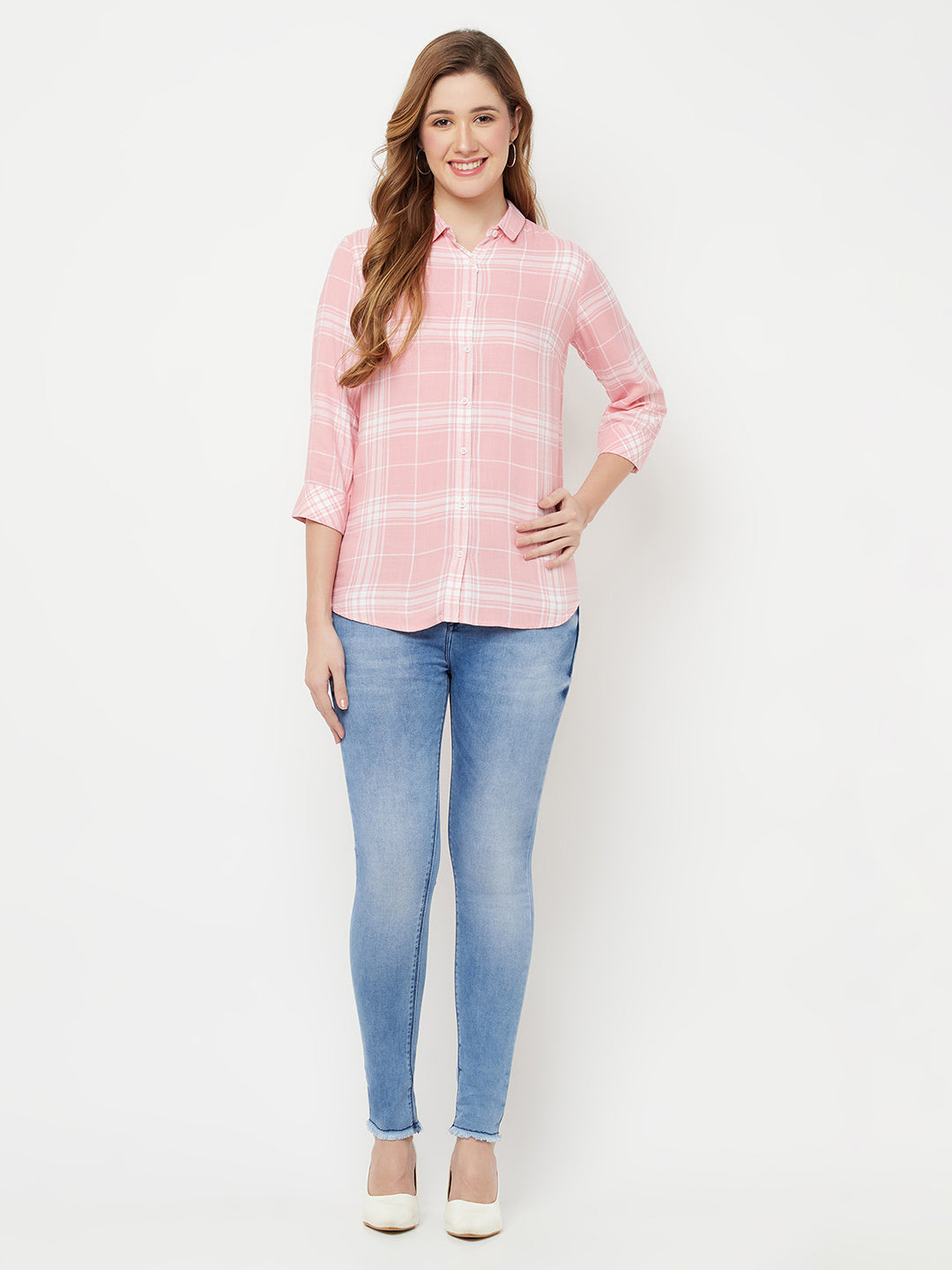 Pink Checked Casual Shirt - Women Shirts