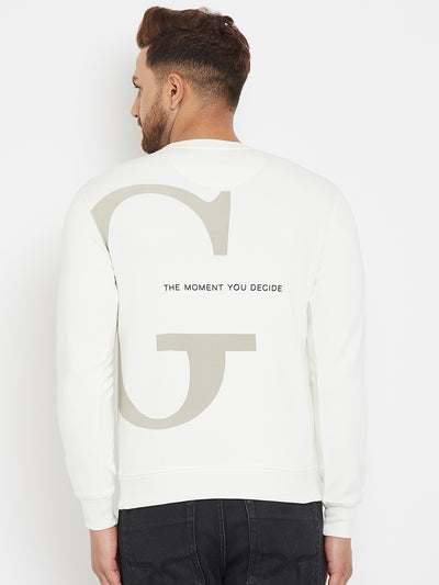 White Printed Sweatshirt - Men Sweatshirts