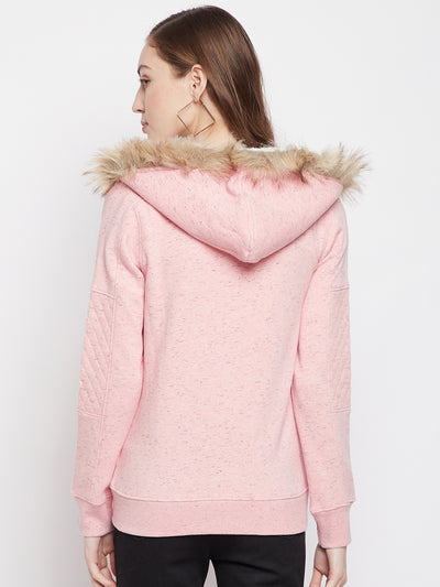 Pink Hooded Sweatshirt - Women Sweatshirts