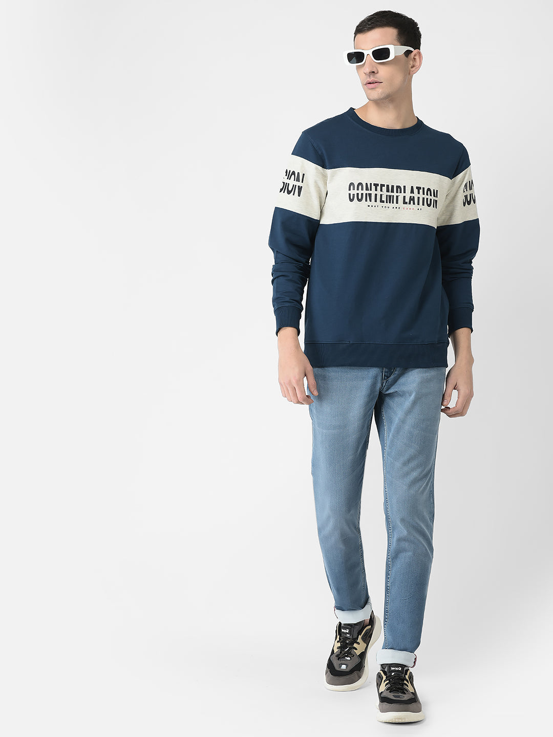  Teal Blue Contemplation Sweatshirt 