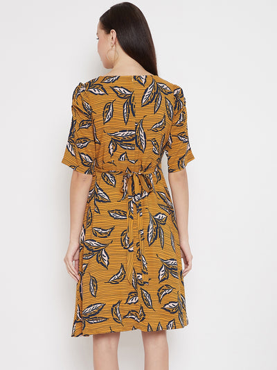 Yellow Floral print A-line Dress - Women Dresses