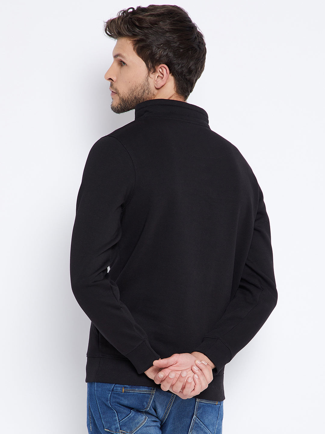 Black Printed High Neck Sweatshirt - Men Sweatshirts