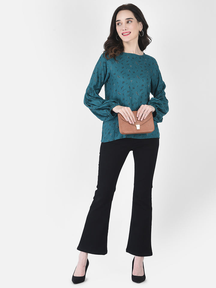 Teal Floral Top - Women Tops