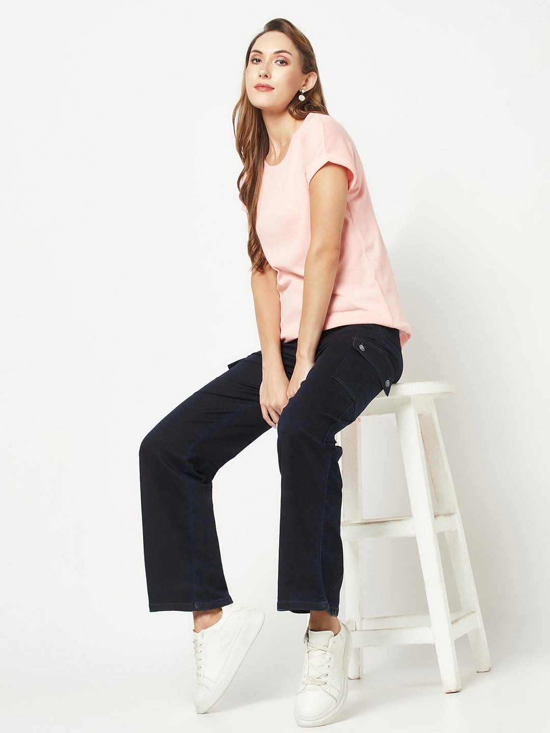  Navy Blue Cargo-Style Denims