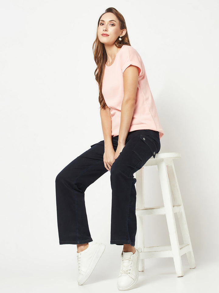  Navy Blue Cargo-Style Denims