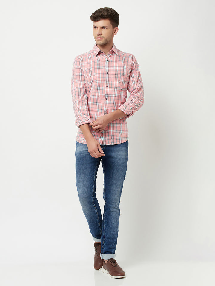 Pink Tartan Checked Shirt-Men Shirts-Crimsoune Club