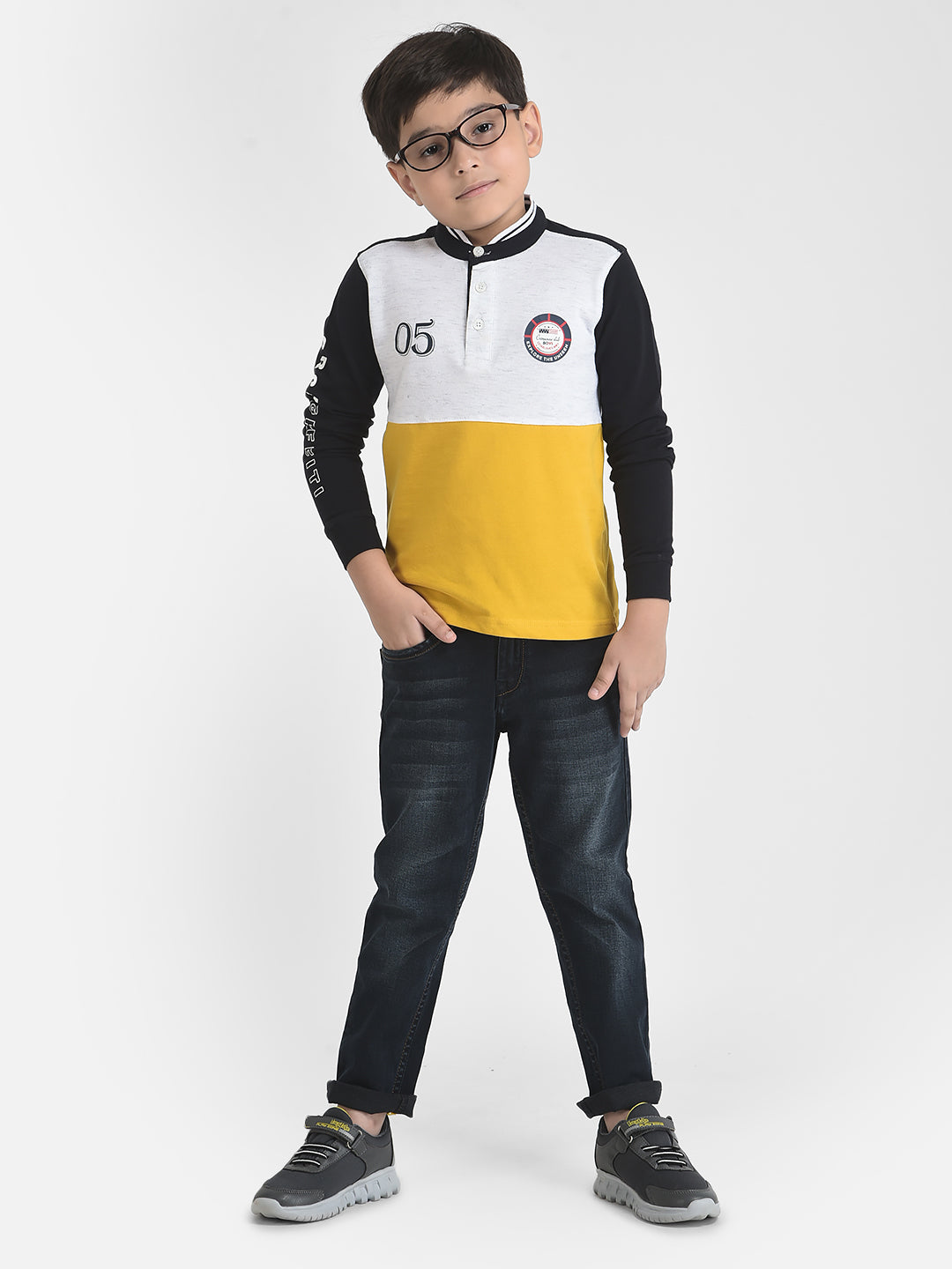 Colour-Blocked Long Sleeved T-Shirt-Boys T-Shirts-Crimsoune Club