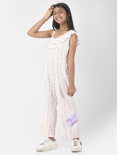  Peach Striped Jumpsuit