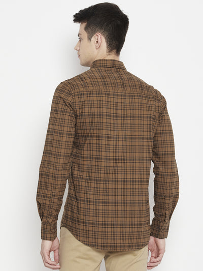 Brown Checked Slim Fit shirt - Men Shirts