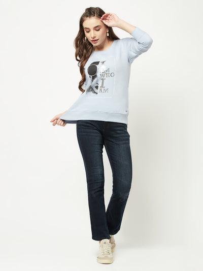  Light Blue Graphic Sweatshirt