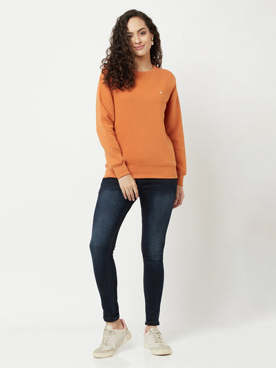 Orange Sweatshirt-Women Sweatshirts-Crimsoune Club